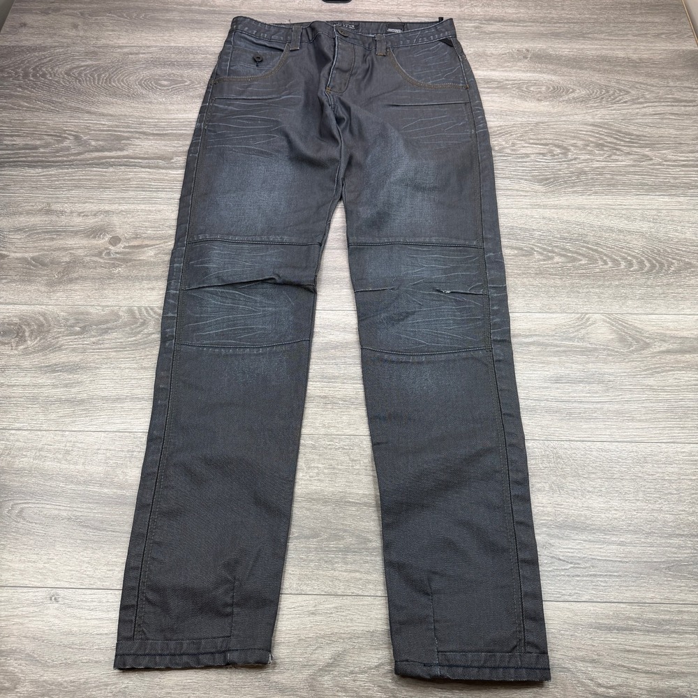 7 Diamonds Jeans Mens 32x33 Blue Button Fly Optimus Moto Biker Embroidered Y2K